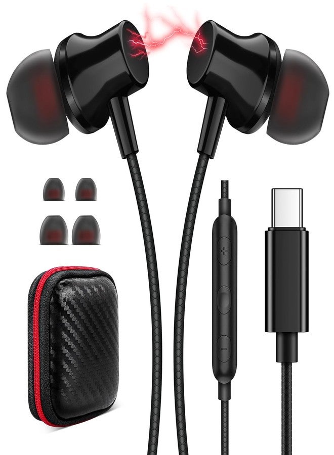 ASKUBSKU سماعات رأس USB-C لهواتف سامسونج S25 ألترا، S24، S23، Fe، وسماعات أذن من النوع C مزودة بميكروفون لهواتف آيفون 17، Air، 16، 15، Pro Max Plus، ستيريو عالي الدقة، مع حافظة مغناطيسية، وسماعات أذن سلكية لهواتف جالاكسي S22+ Flip، Pixel 10، 9، 8 - Image 1